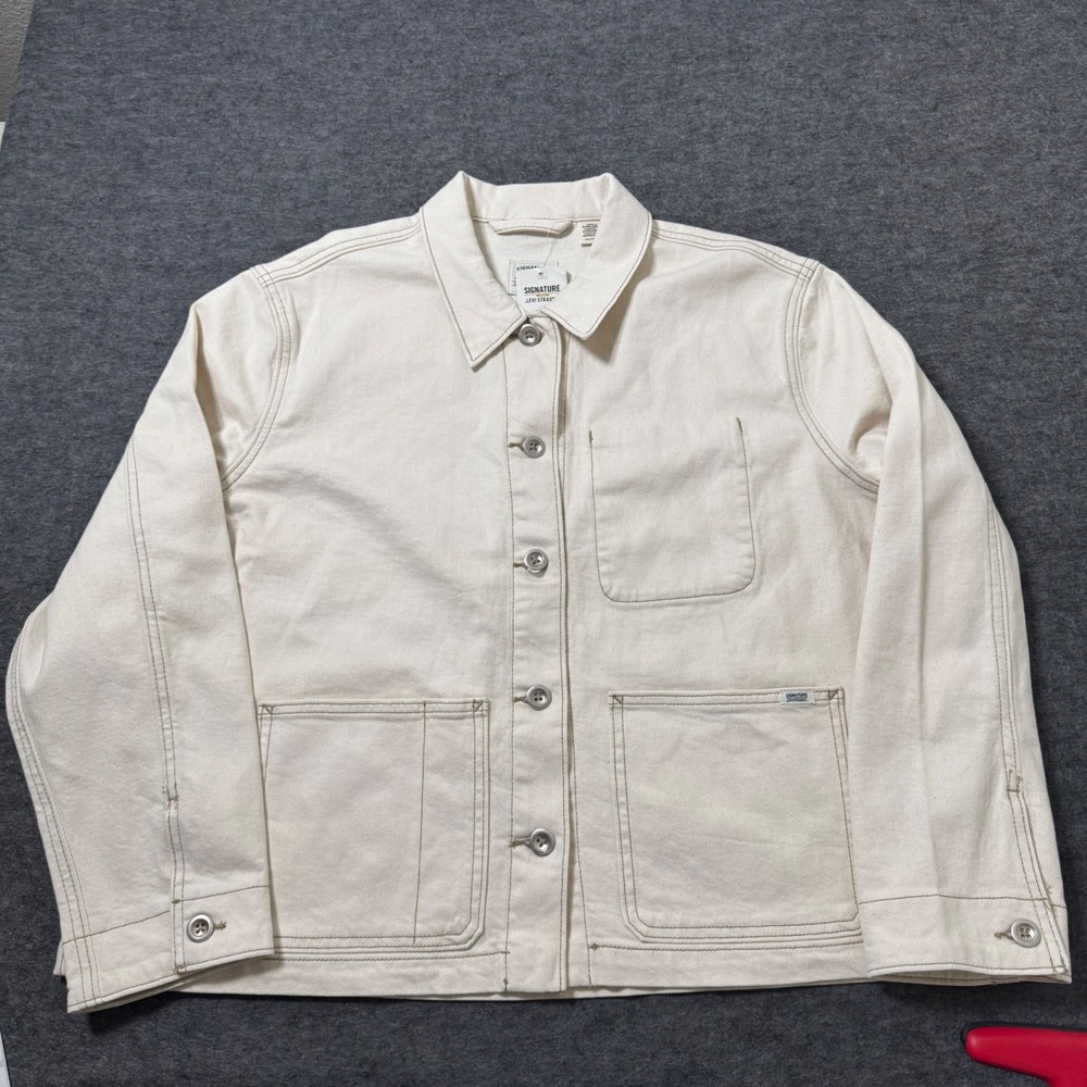NEW Signature by Levi Strauss Women Chore Jacket Cream Denim XXL A91820001